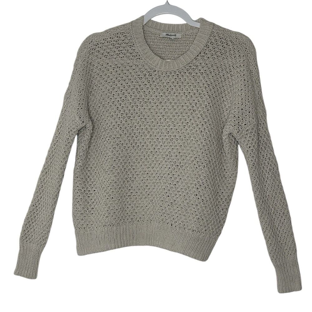 Madewell Pullover Sweater Women XXS Cream French Quarter Open Knit Minimalist